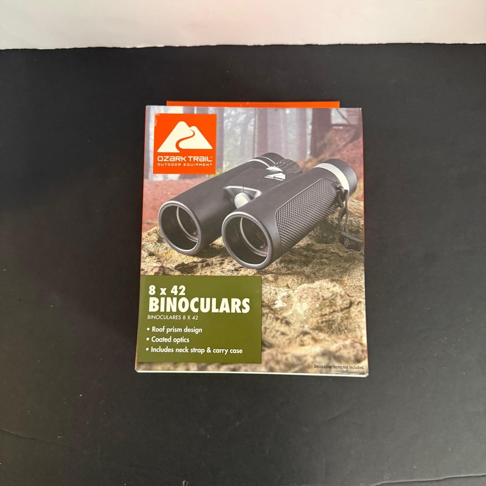 Ozark Trail 8 x 42 Binoculars Roof Prism Coated Optics with Case OT 8x42 Black